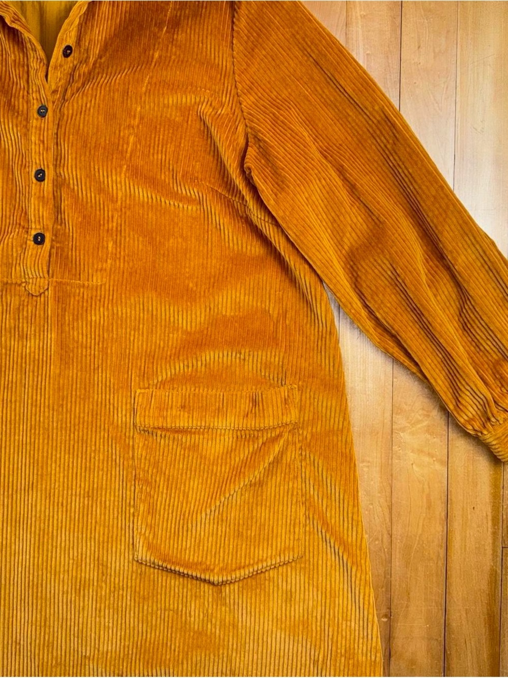 TOAST Womens Size 16 Mustard Yellow Corduroy Tunic Dress Long Sleeve Pocket Midi - Picture 7 of 7